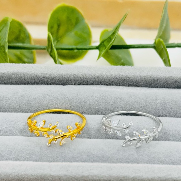 925 Sterling Silver Branch And Leaf Open Ring - Picture 4 of 11